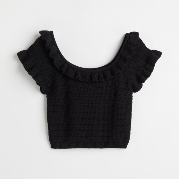  Ruffle-trimmed Crop Top - Picture 1 of 4